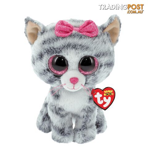 Ty Beanie Boos - Kiki - Grey Striped Cat 15cm Small 37190 - 008421371907