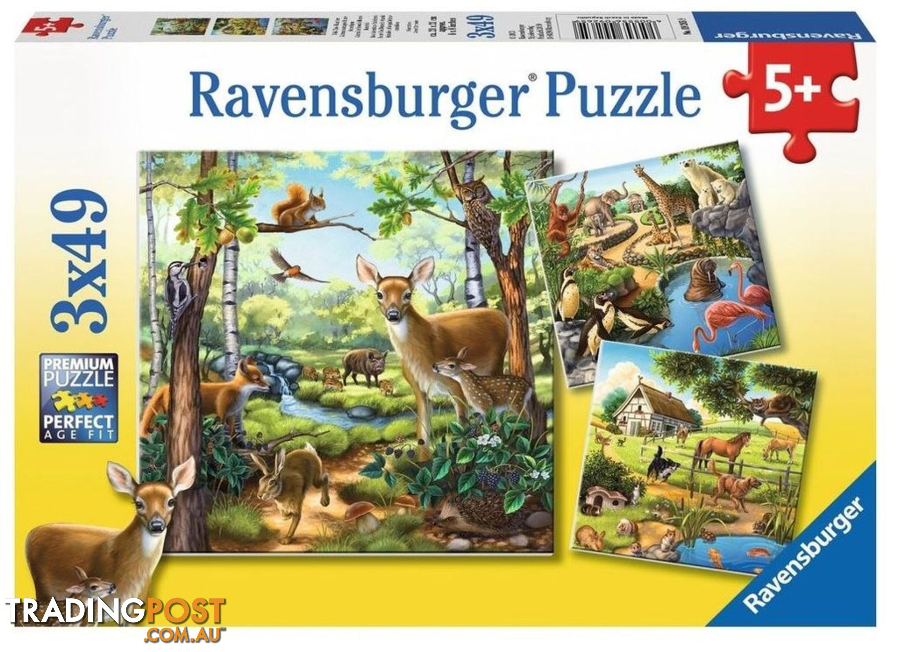 Ravensburger - Forest Zoo & Pets Jigsaw Puzzle 3 X 49pc - Mdrb092659 - 4005556092659