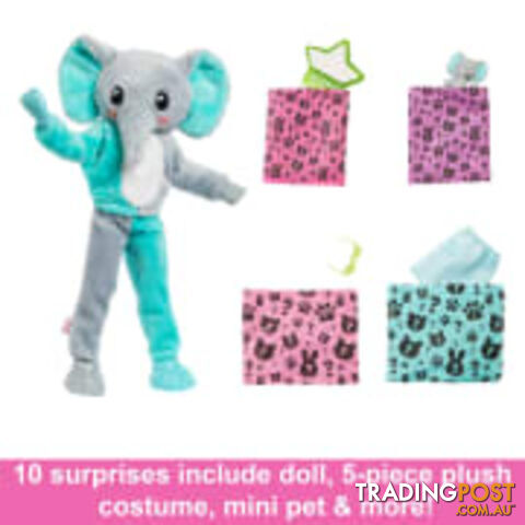 Barbie Cutie Reveal Doll And Accessories Jungle Series Elephant-themed Small Doll Set - Mahkp98 - 194735106615