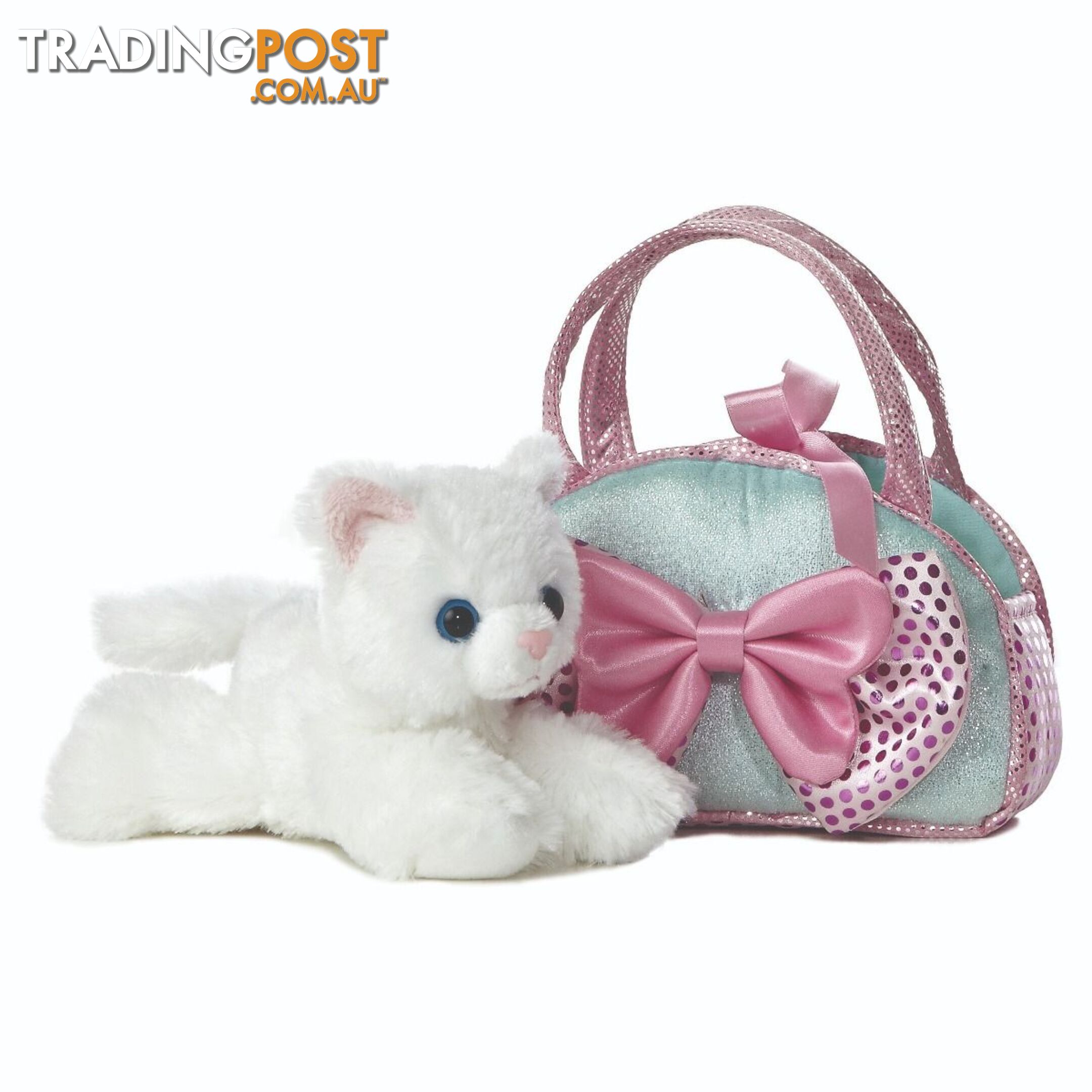 Cotton Candy - Fancy Pals Cat In Aqua Bag With Pink Bow - Ccfp327 - 9353468016139