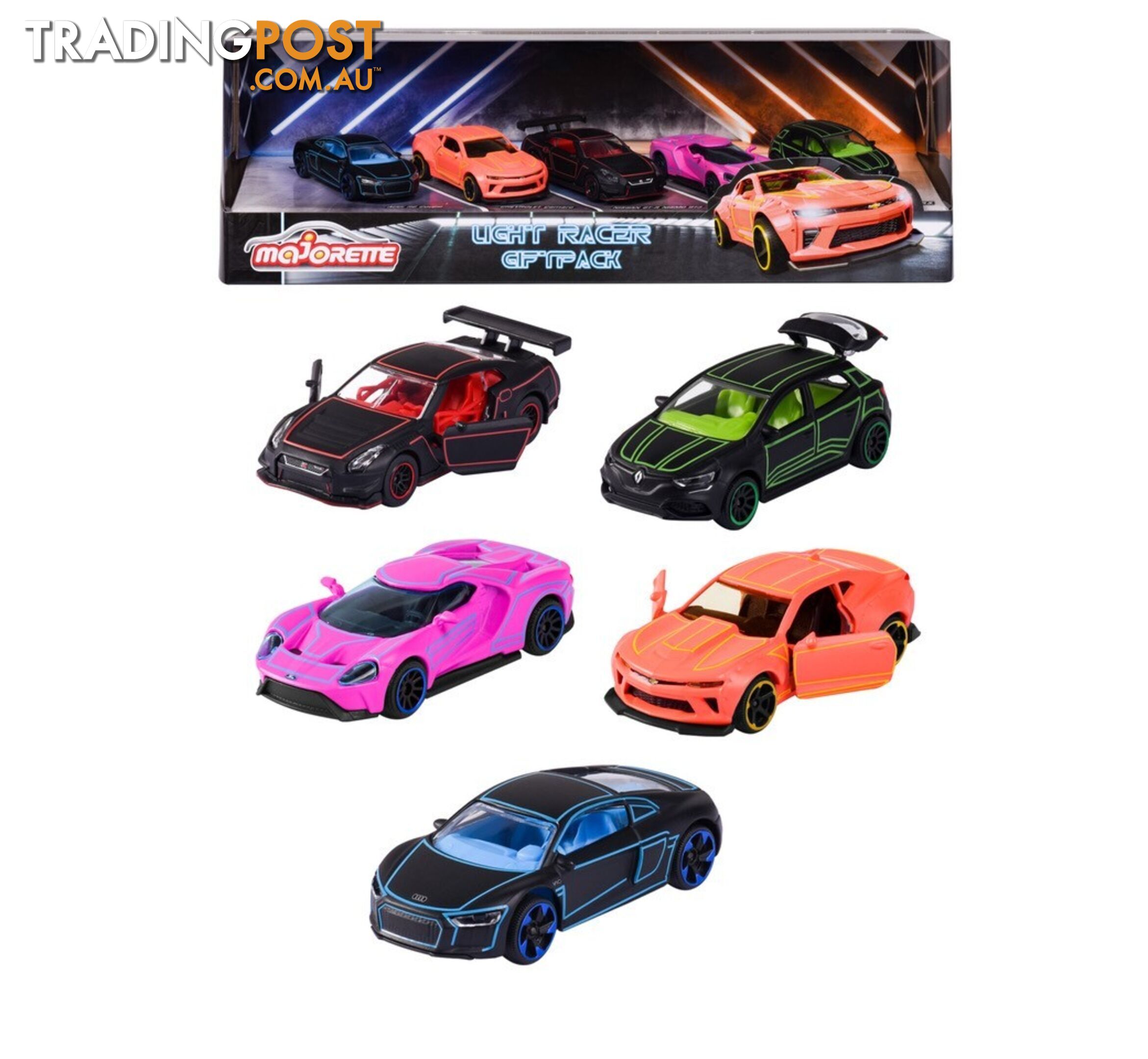 Majorette - Light Racer Gift Pack Includes 5 X Cars - Rpmj68304 - 3467452068311