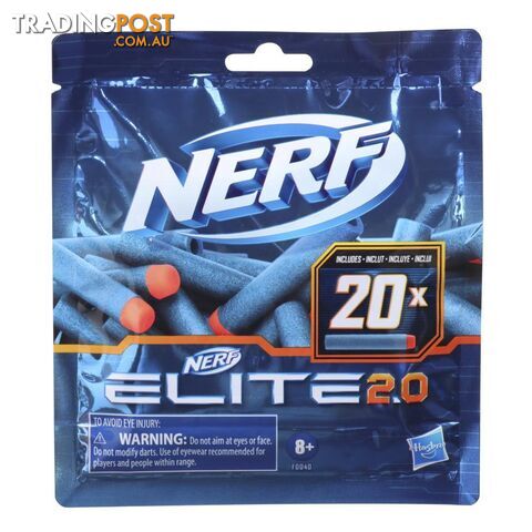 Nerf Elite 2.0 20-dart Refill Pack -- Includes 20 Official Nerf Elite 2.0 Darts Compatible With All Nerf Elite Blasters   F0040asoo - 630509976478