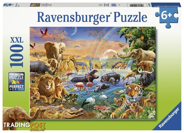 Ravensburger - Savannah Jungle Waterhole Jigsaw Puzzle 100 Piece Rb12910 - 4005556129102
