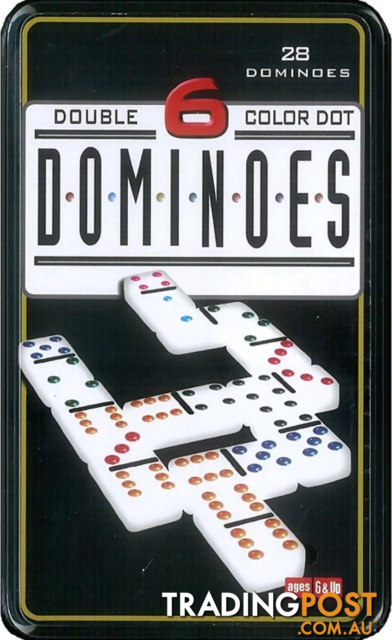 Dominoes Double 6 Colour Dot In A Tin 28pc - Jddom911889 - 6940483911889