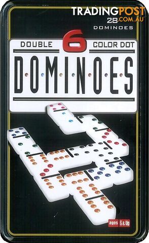 Dominoes Double 6 Colour Dot In A Tin 28pc - Jddom911889 - 6940483911889