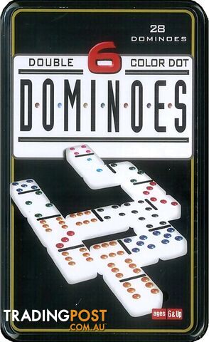 Dominoes Double 6 Colour Dot In A Tin 28pc - Jddom911889 - 6940483911889