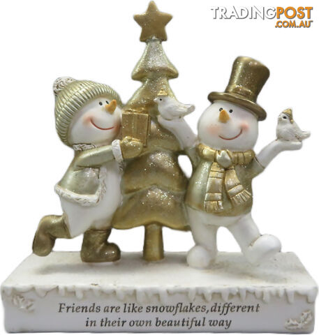 Cotton Candy - Xmas Gold Snowmen Friends Special Message Statue - Ccxcd144 - 9353468020860