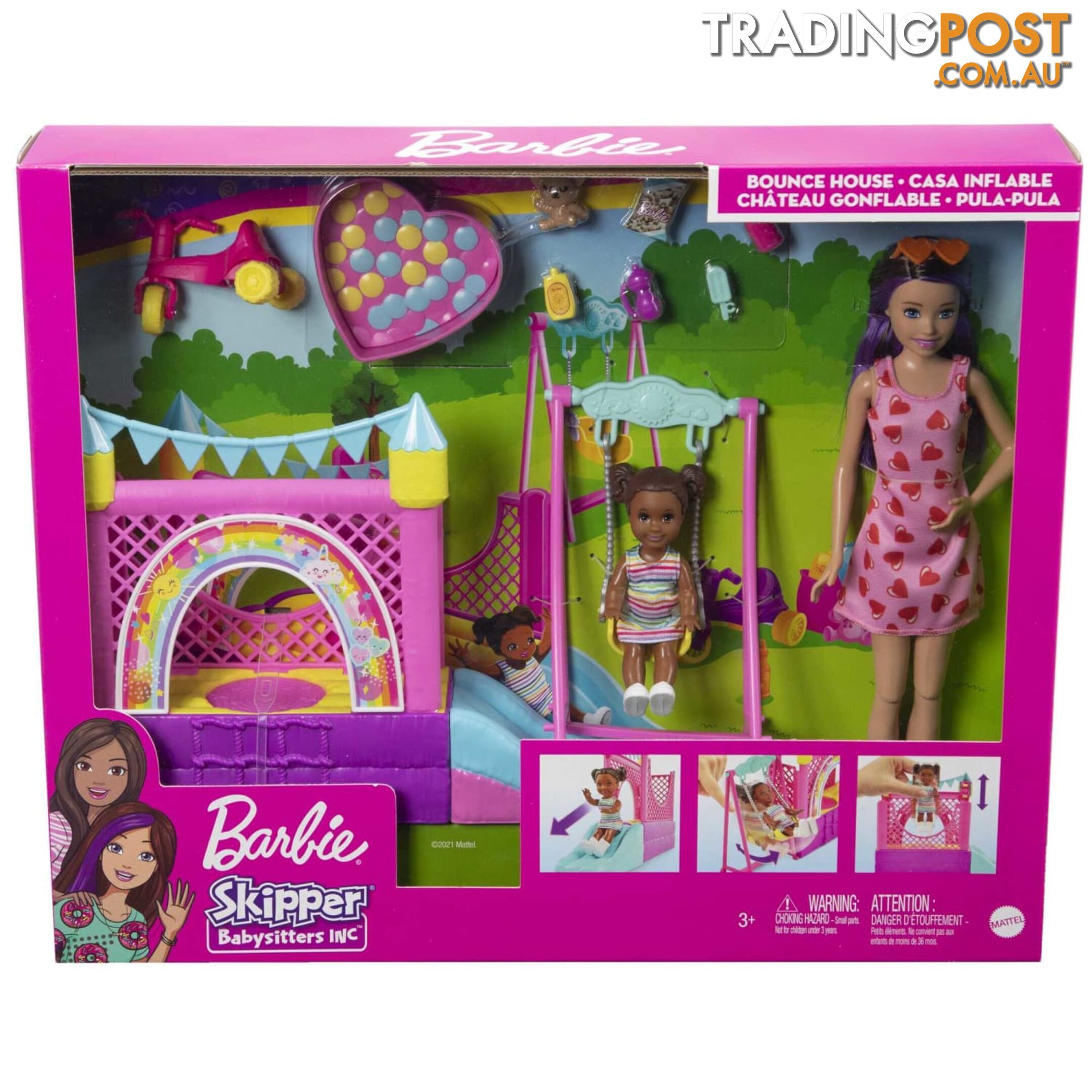 Barbie Skipper Babysitters Inc. Bounce House Playset With Dolls & Accessories - Mahhb67 - 194735062898