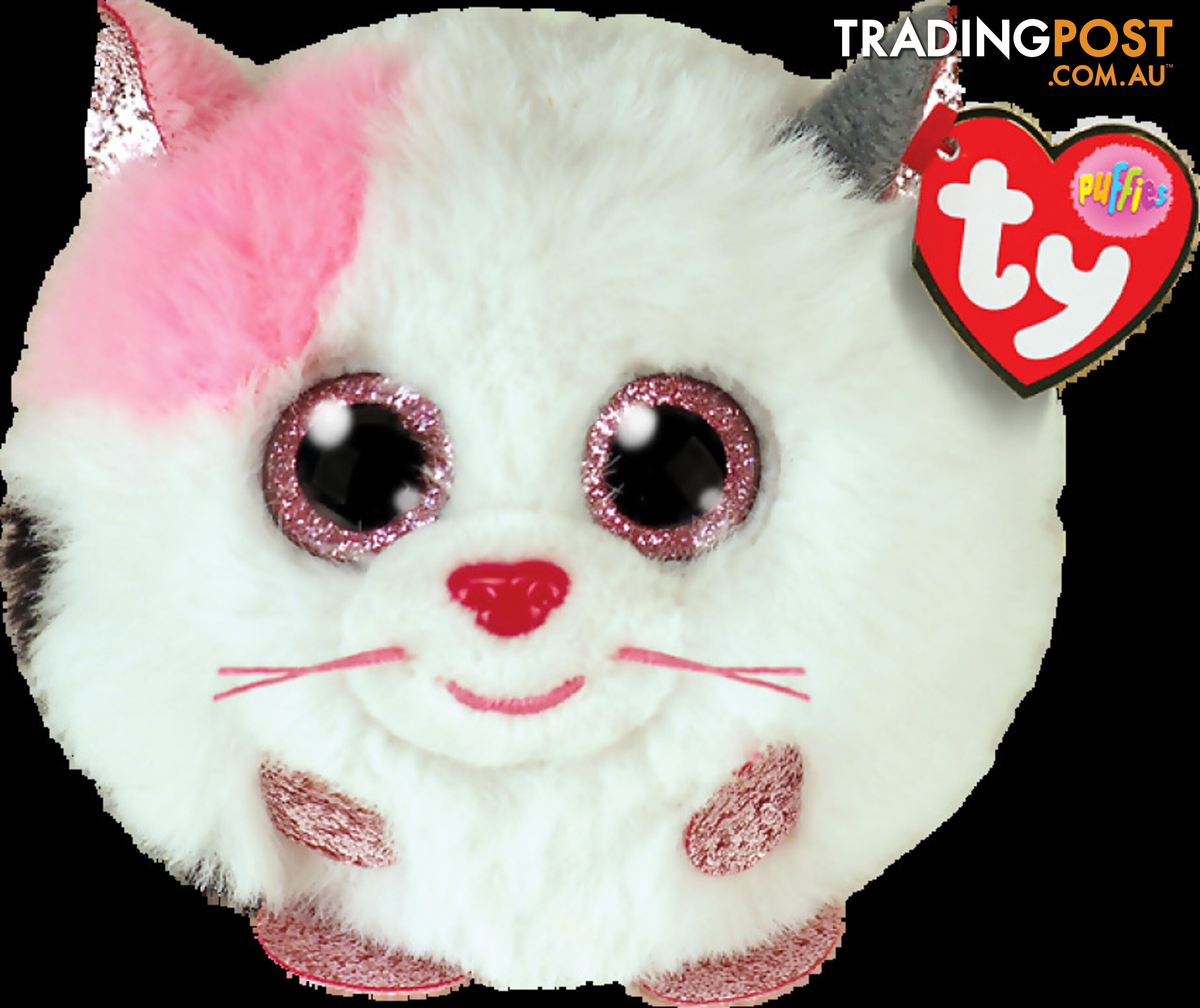 Ty - Beanie Ball Puffies - Muffin Pink And White Cat 10cm - Bg42509 - 008421425099