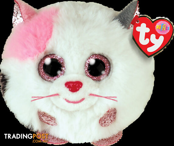 Ty - Beanie Ball Puffies - Muffin Pink And White Cat 10cm - Bg42509 - 008421425099