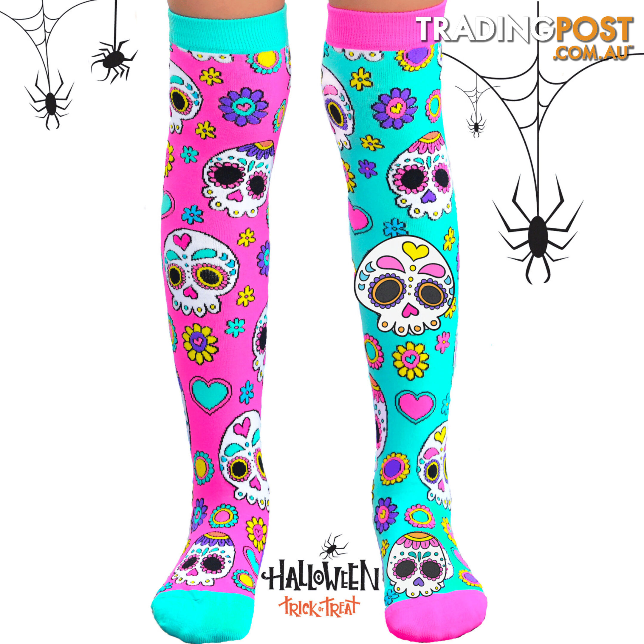 Madmia - Sugar Skulls Socks Kids & Adults Age 6y+ - Mumm105 - 9355645000641