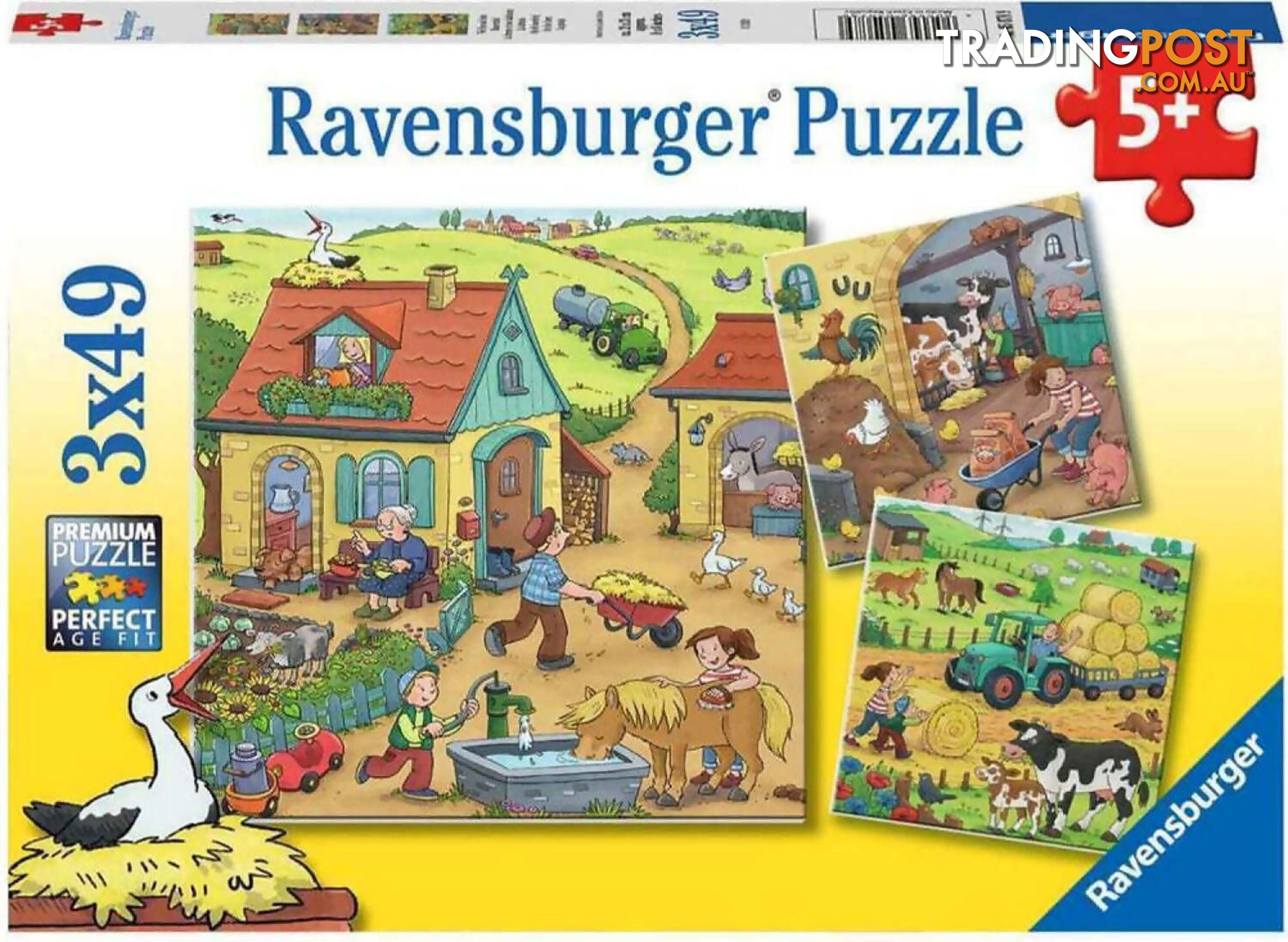 Ravensburger - On The Farm Jigsaw Puzzle 3 X 49pc - Mdrb05078 - 4005556050789