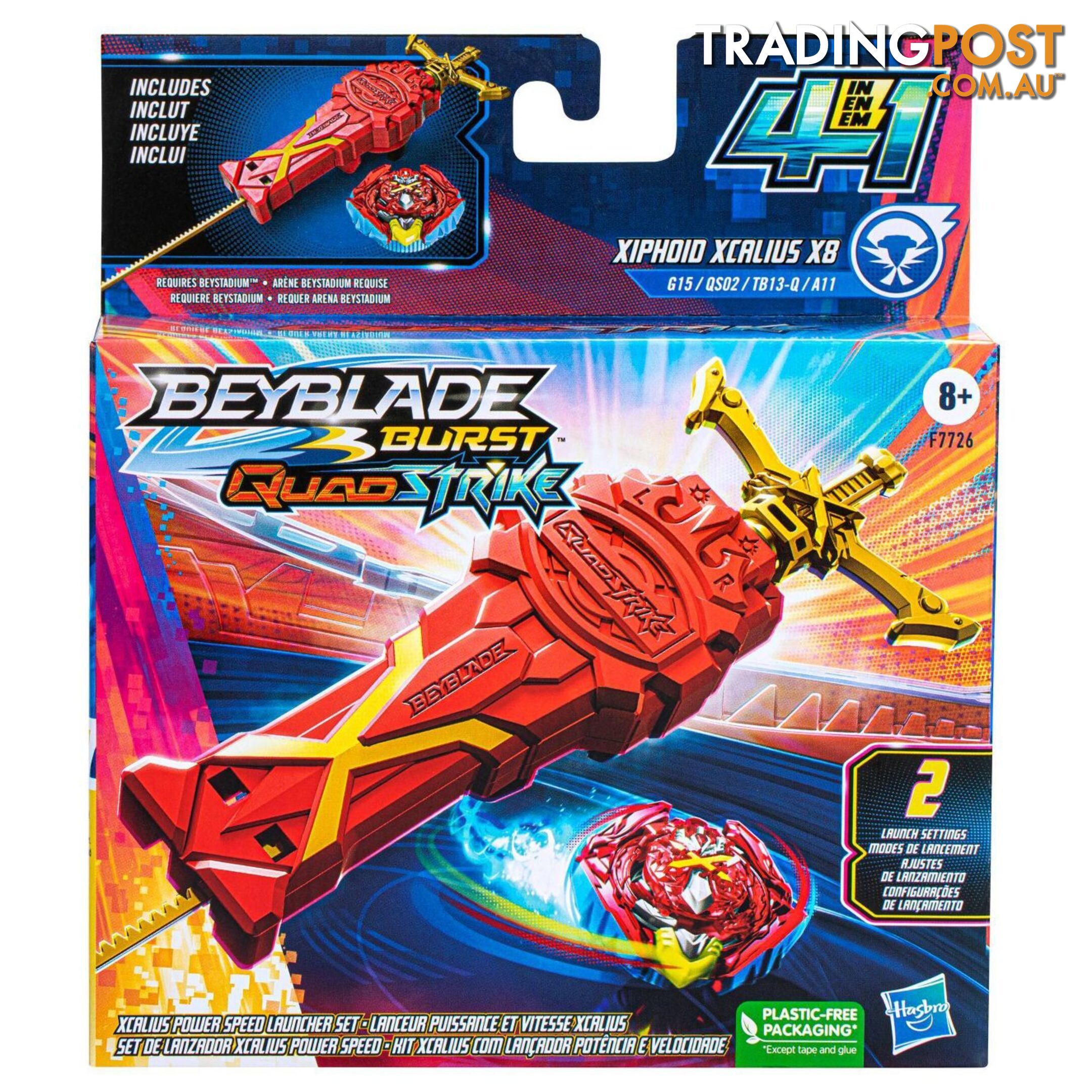 Beyblade Burst QuadStrike Xcalius Power Speed Launcher Pack With Launcher and Spinning Top Toy - Hbf7726asoo - 195166203171