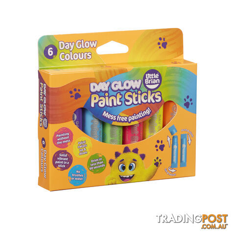 Little Brian - Paint Sticks Day Glow 6 Pack - Mdltb200 - 5051170611188