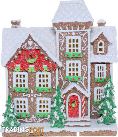Cotton Candy - Xmas Led Gingerbread Townhouse 35cm Statue - Ccxswt05 - 9353468019352