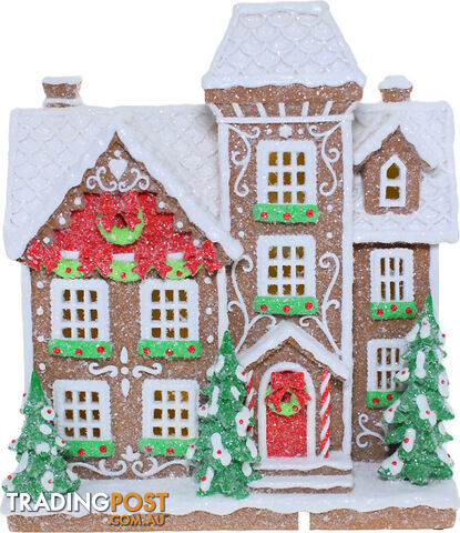 Cotton Candy - Xmas Led Gingerbread Townhouse 35cm Statue - Ccxswt05 - 9353468019352