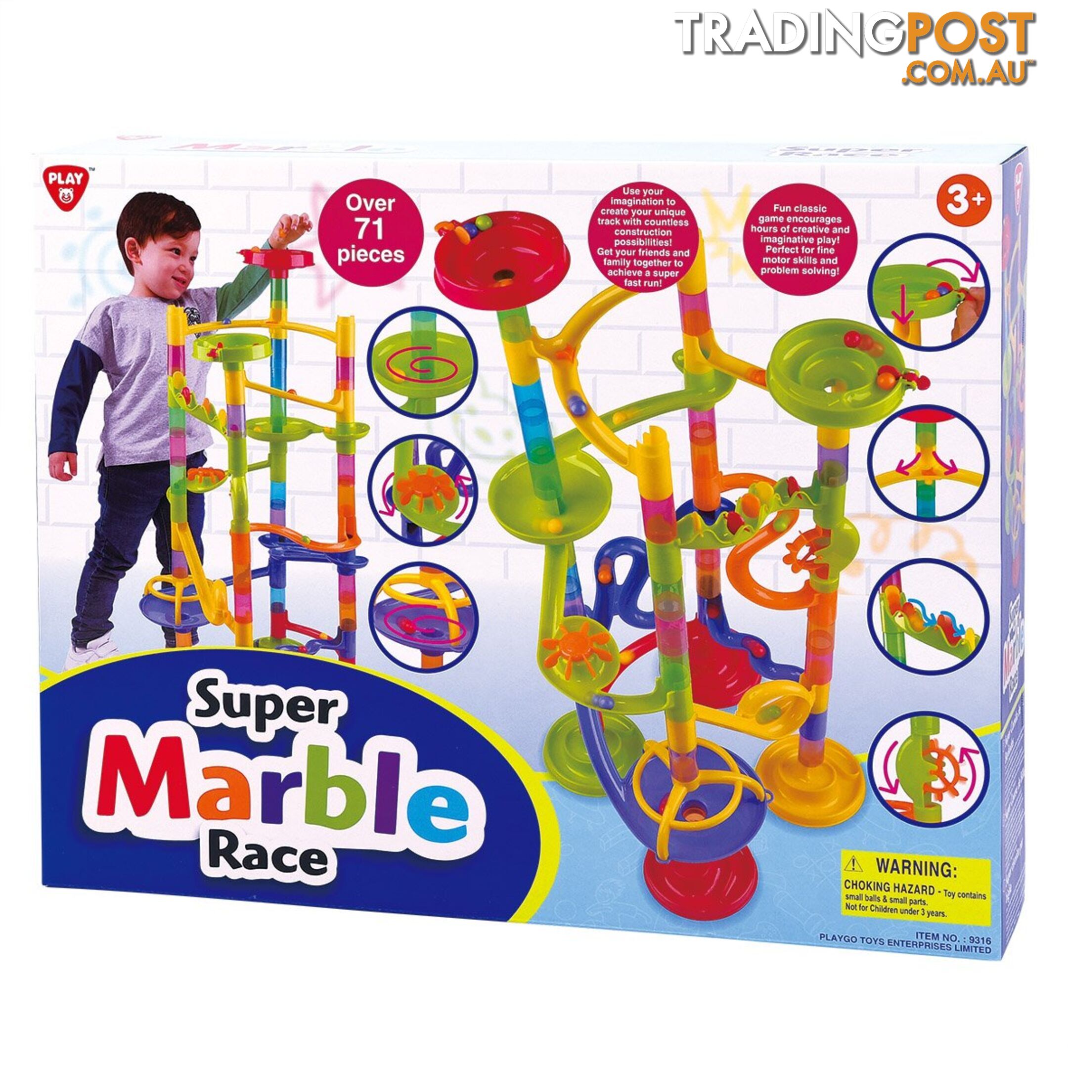 Super Marble Race Playset - 71 Pieces Playgo Toys Ent. Ltd Art28709 - 4892401093165