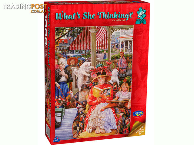 Holdson Jigsaw Puzzle - Whats She Thinking Cat In Hat 1000 Piece Jigsaw Puzzle Hol772063 - 9414131772063
