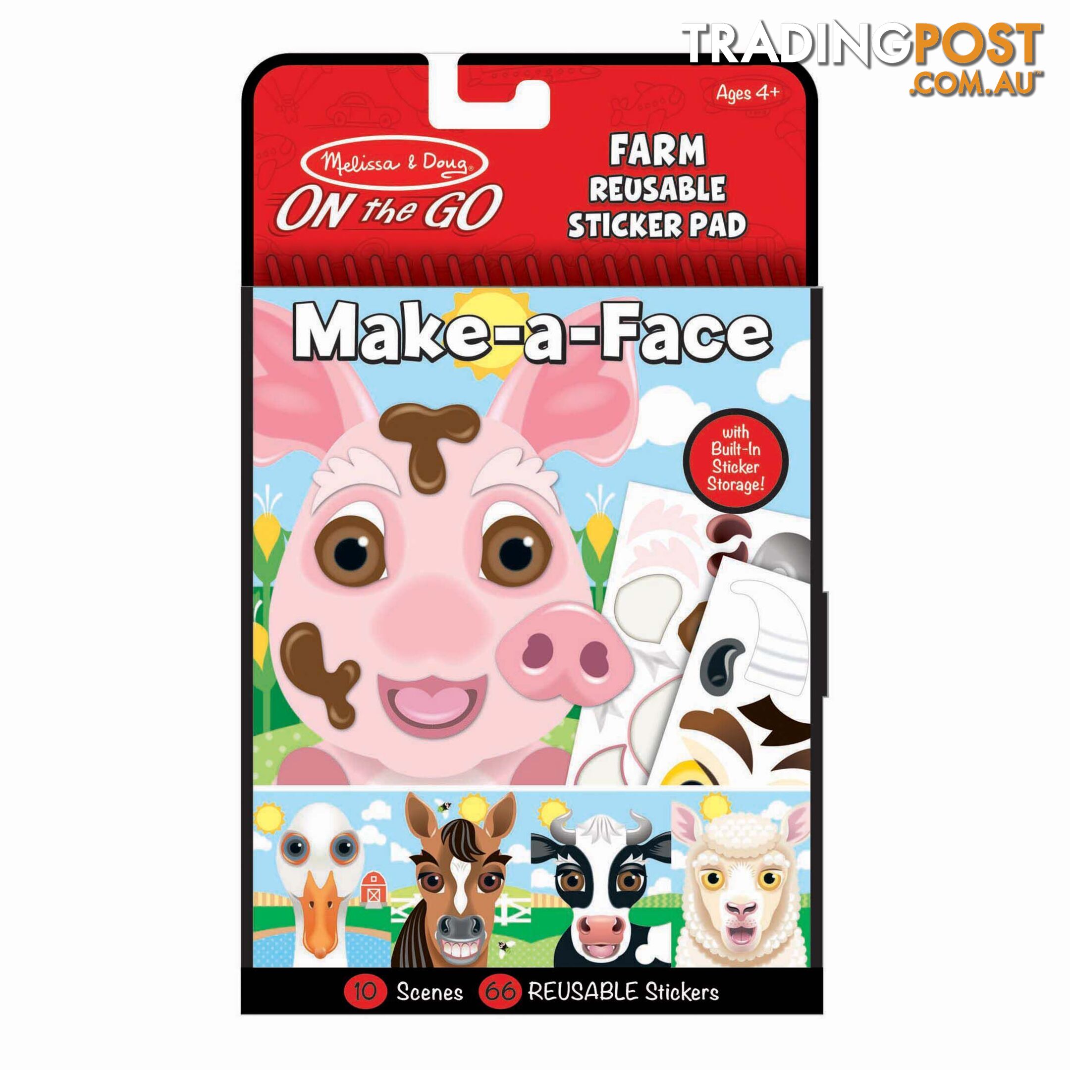 Melissa & Doug - Make-a-face - Farm Reusable Sticker Pad - On The Go Travel Activity Mdmnd30511 - 0000772305112