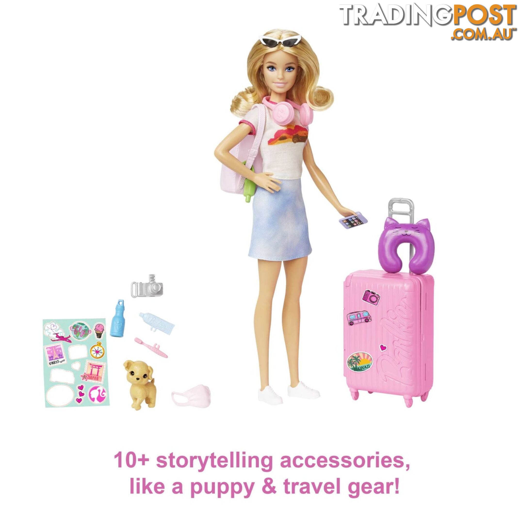 Barbie Doll And Accessories Travel Set With Puppy - Mahjy18 - 194735098125