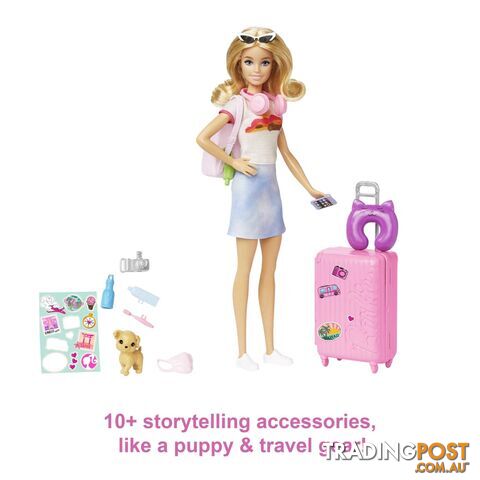 Barbie Doll And Accessories Travel Set With Puppy - Mahjy18 - 194735098125