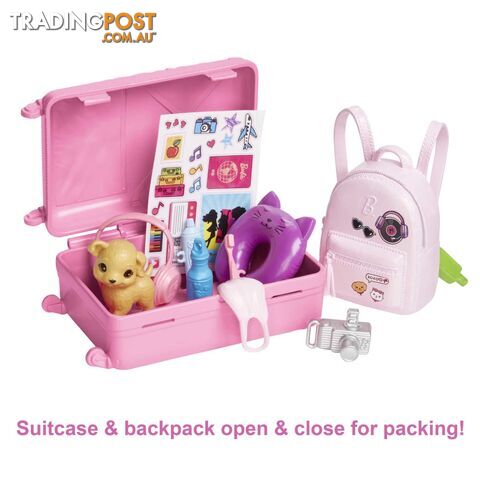Barbie Doll And Accessories Travel Set With Puppy - Mahjy18 - 194735098125