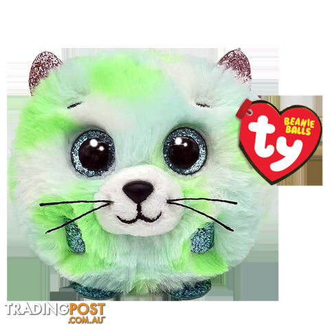 Ty Beanie Boos Balls - Evie Green Cat - Puffies - Bg42537 - 008421425372