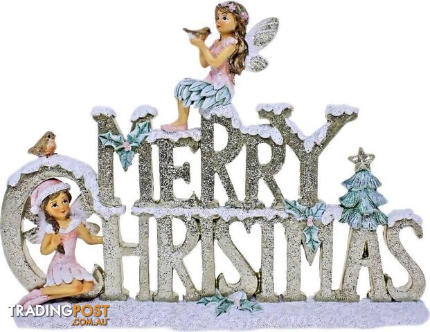 Cotton Candy - Xmas Sign With Merry Christmas Fairy Ornament - Ccxkn34 - 9353468012353