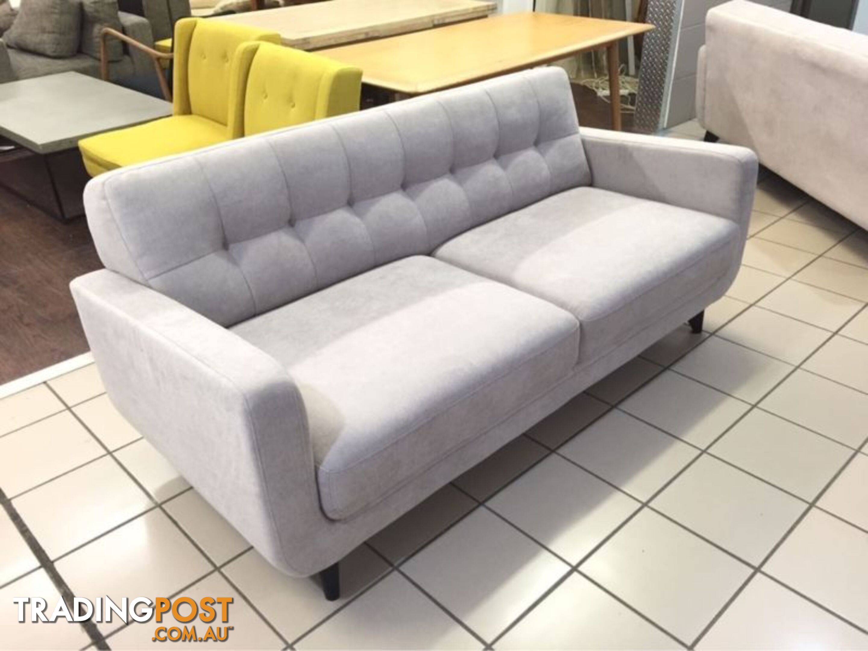 GREY 2.5 SEATER FABRIC RETRO INSPIRED SOFA