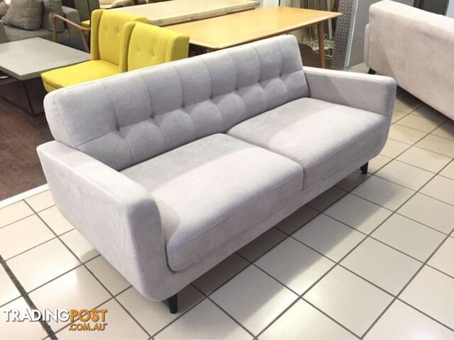 GREY 2.5 SEATER FABRIC RETRO INSPIRED SOFA