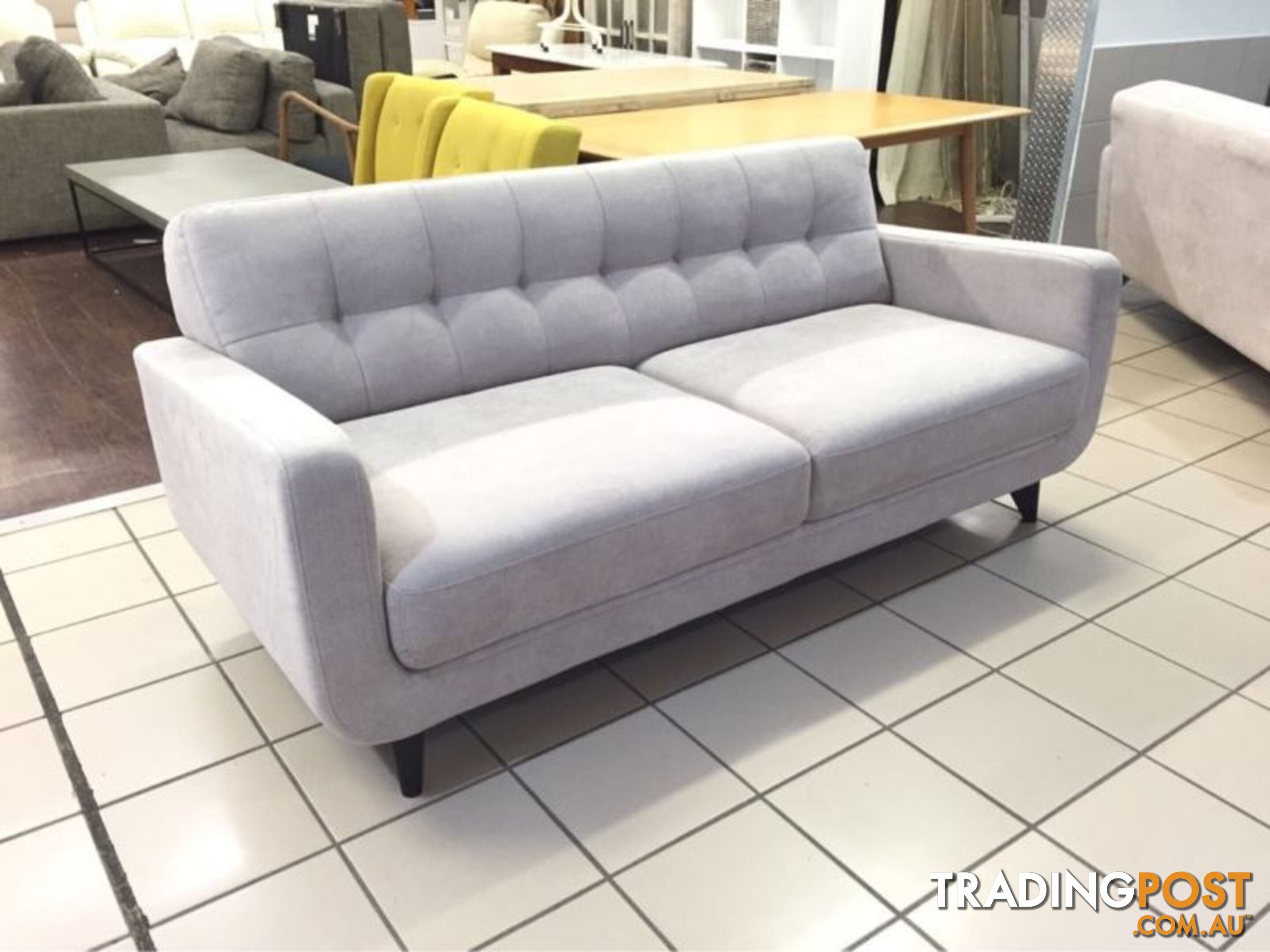 GREY 2.5 SEATER FABRIC RETRO INSPIRED SOFA