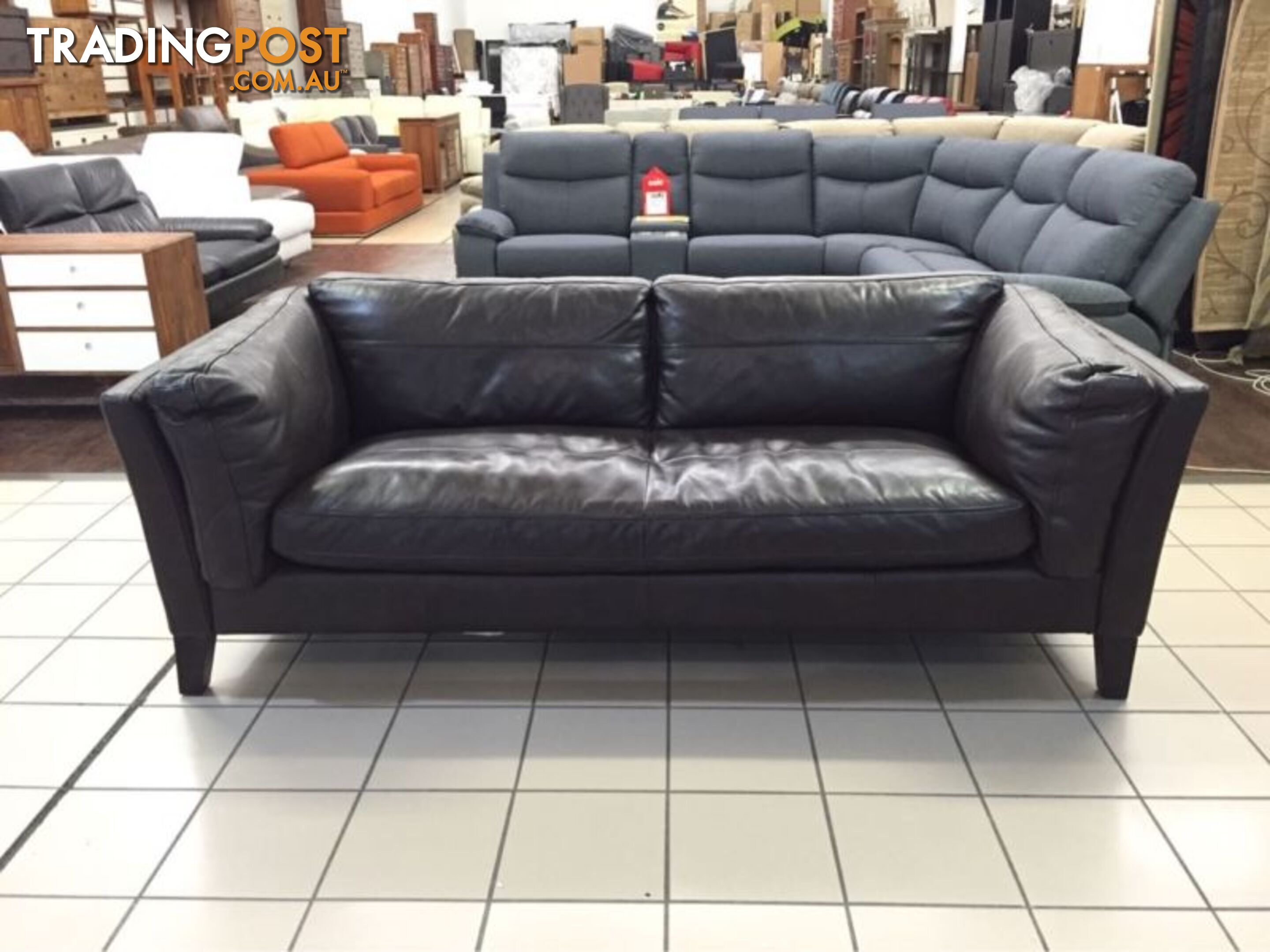 100% LEATHER - 3 SEATER LOUNGE (CHOCOLATE)