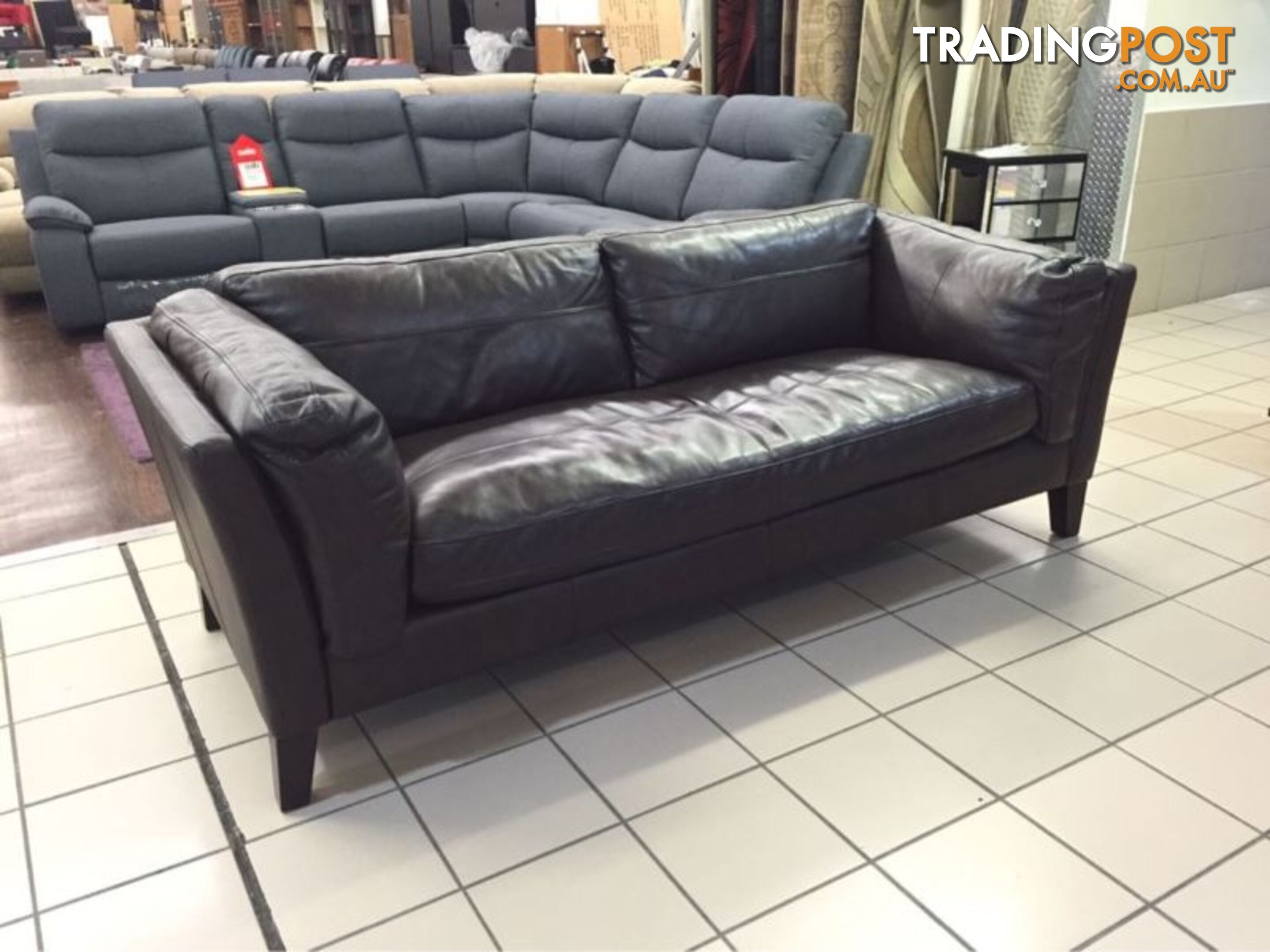 100% LEATHER - 3 SEATER LOUNGE (CHOCOLATE)