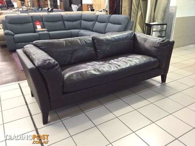 100% LEATHER - 3 SEATER LOUNGE (CHOCOLATE)