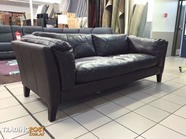 100% LEATHER - 3 SEATER LOUNGE (CHOCOLATE)