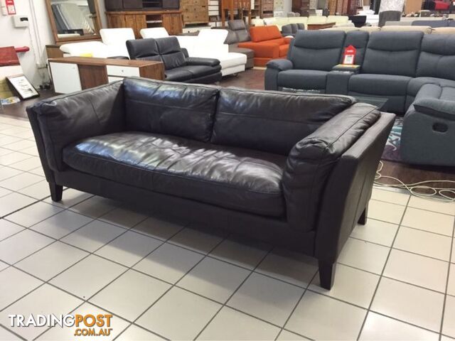 100% LEATHER - 3 SEATER LOUNGE (CHOCOLATE)