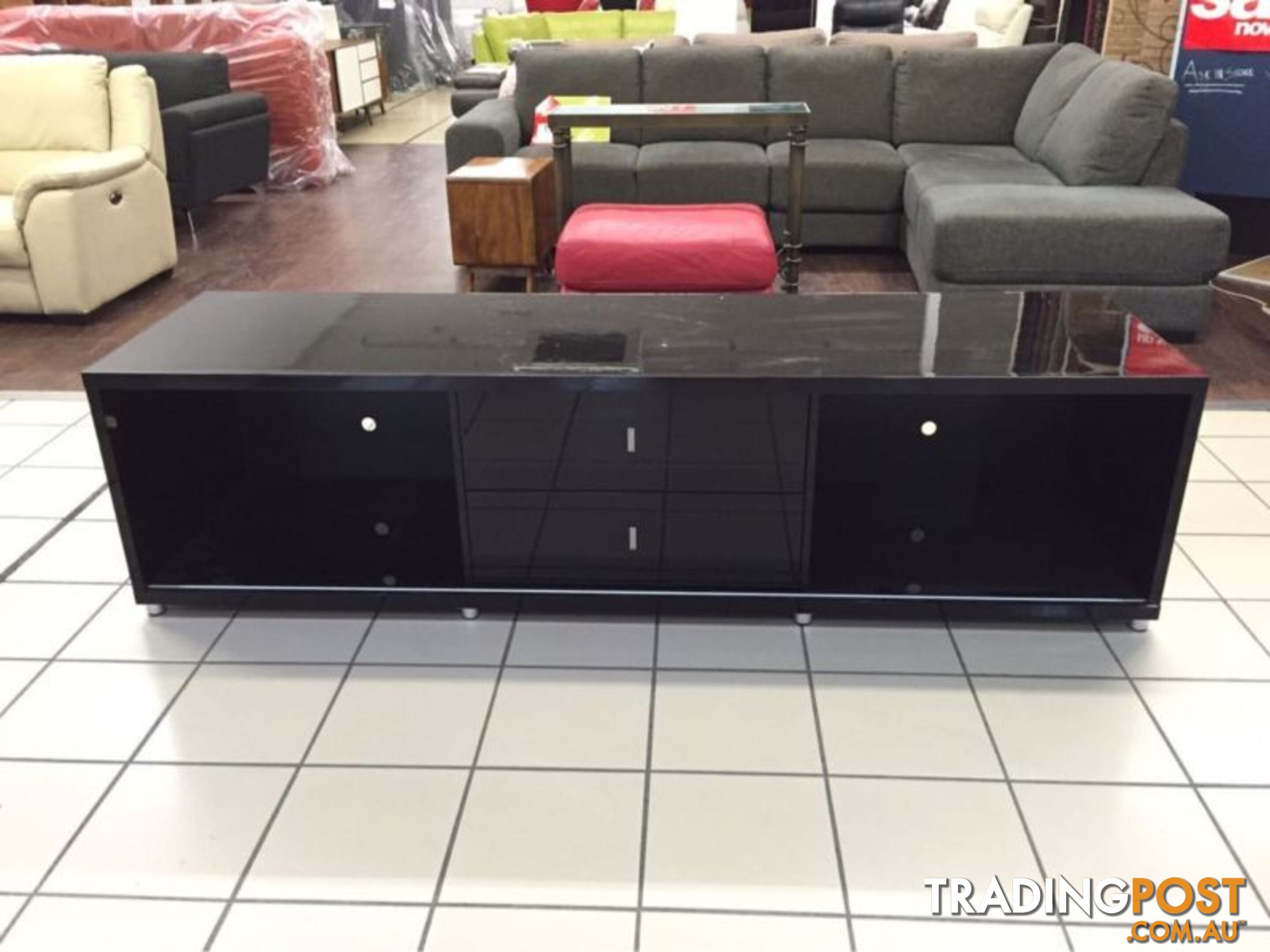 GLOSS BLACK TV UNIT 214CM