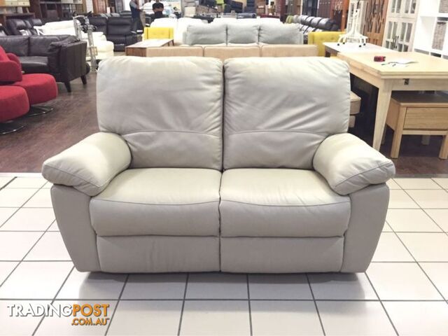 CLEARANCE 100% LEATHER 2 SEATER DUAL RECLINER