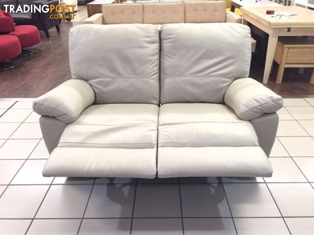 CLEARANCE 100% LEATHER 2 SEATER DUAL RECLINER