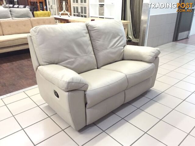 CLEARANCE 100% LEATHER 2 SEATER DUAL RECLINER