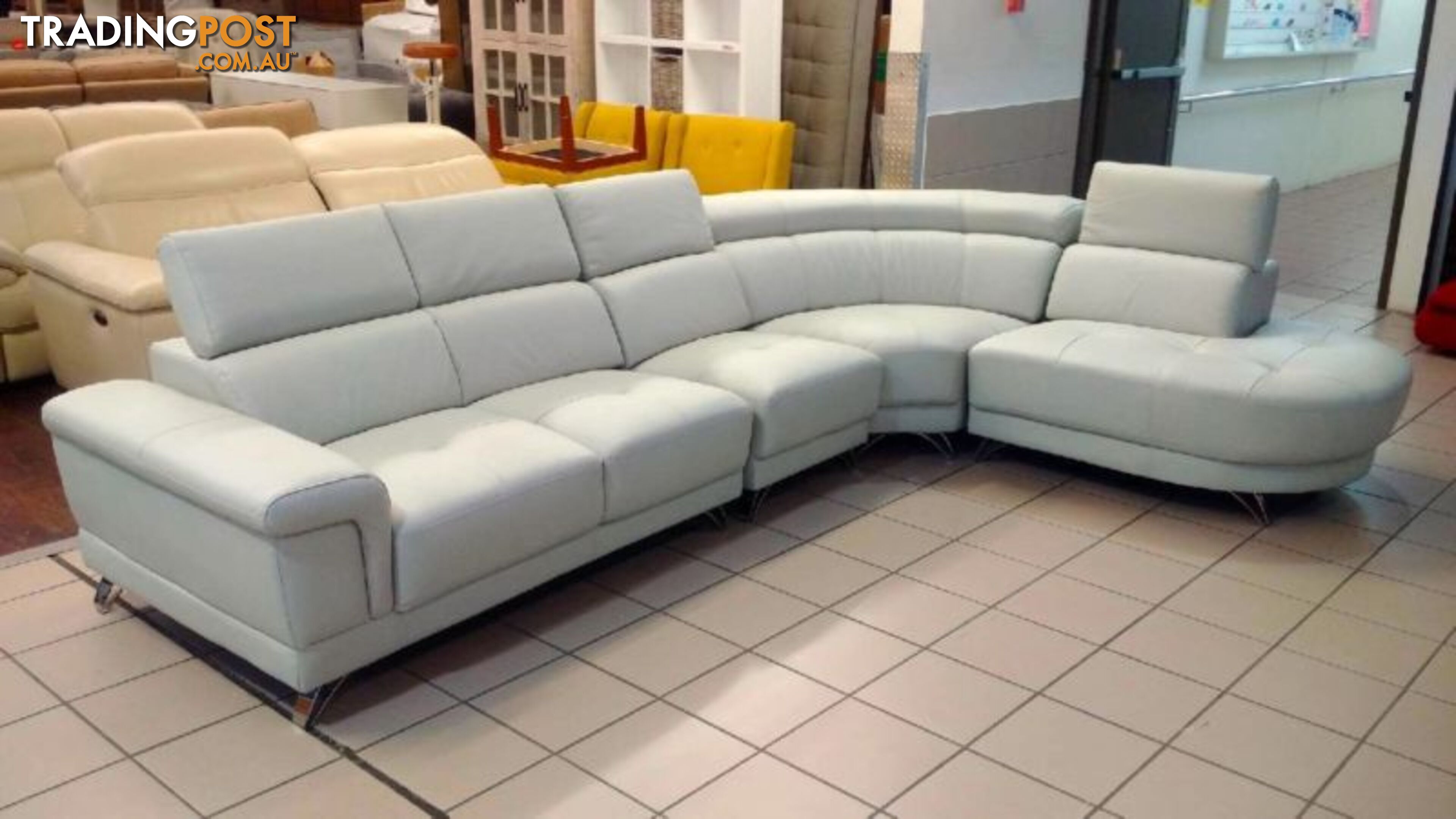 GENUINE LEATHER - PERLA MODULAR LOUNGE W/ADJUSTABLE HEADRESTS