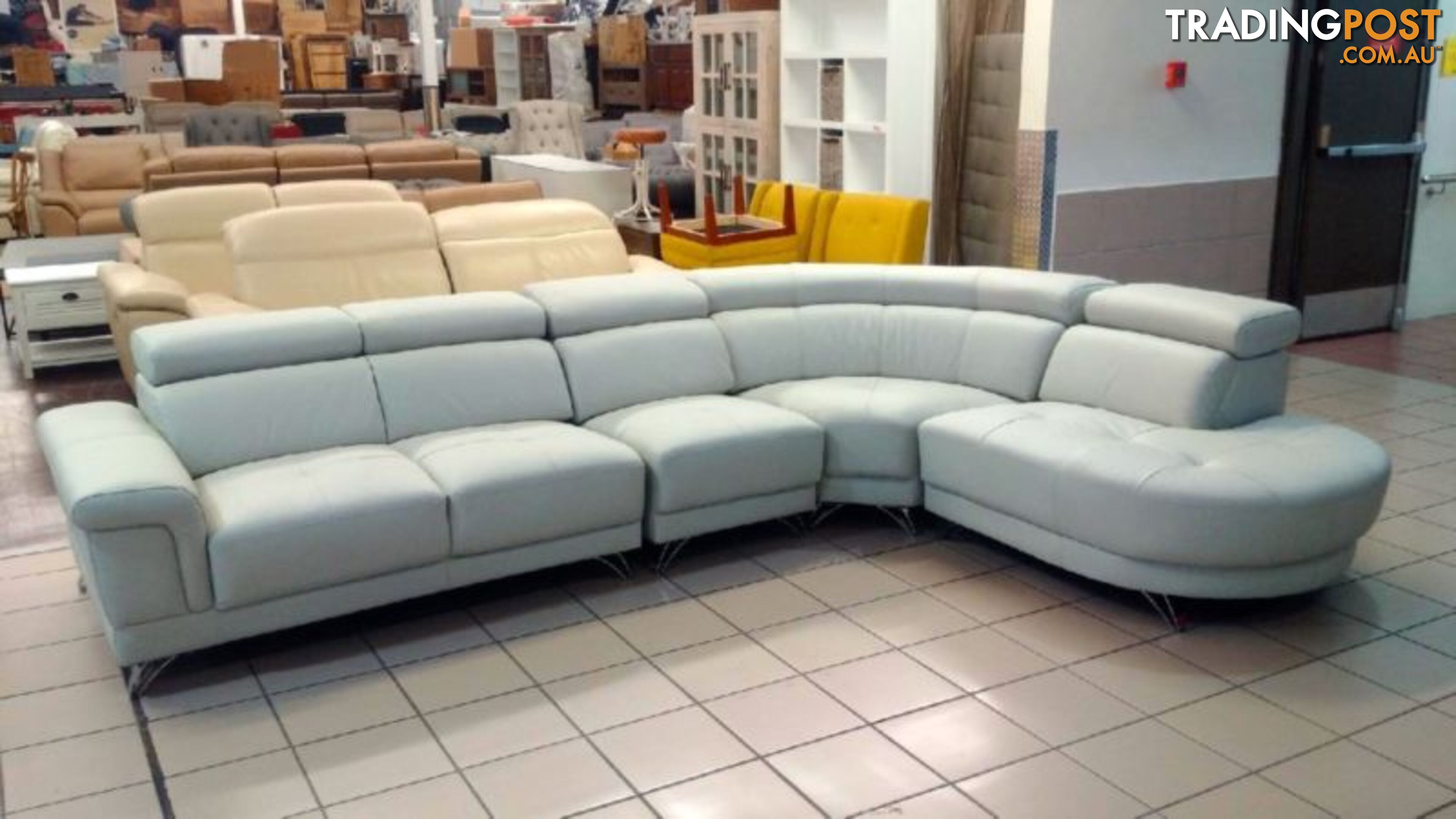 GENUINE LEATHER - PERLA MODULAR LOUNGE W/ADJUSTABLE HEADRESTS