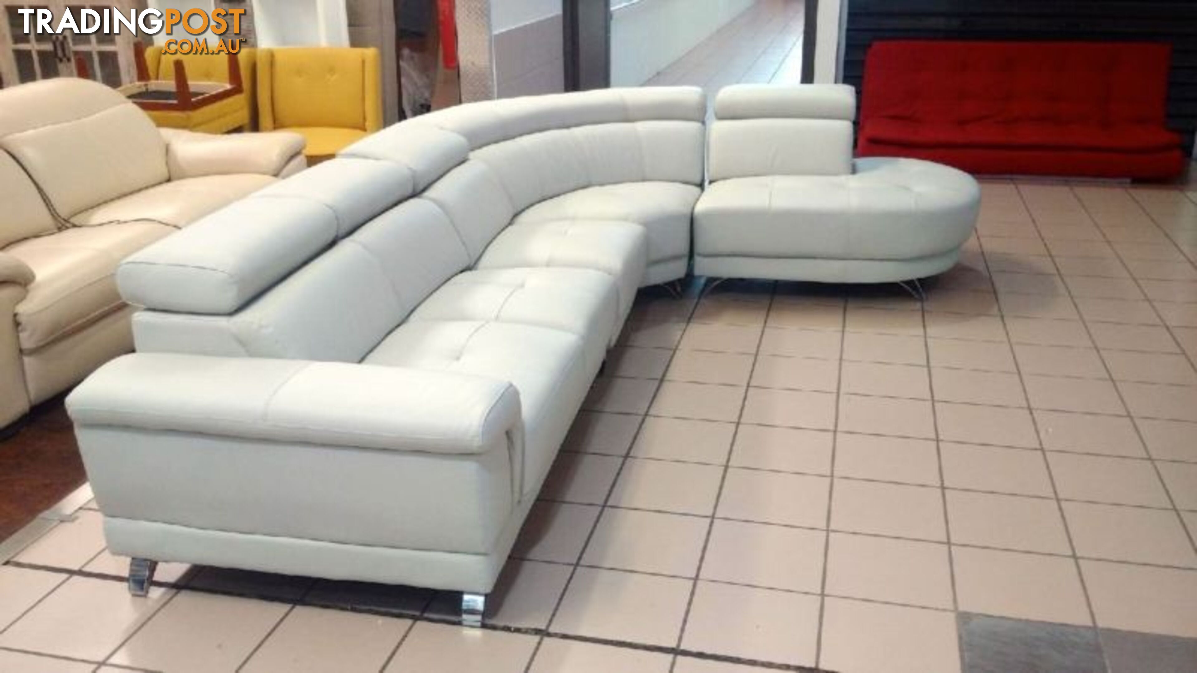 GENUINE LEATHER - PERLA MODULAR LOUNGE W/ADJUSTABLE HEADRESTS