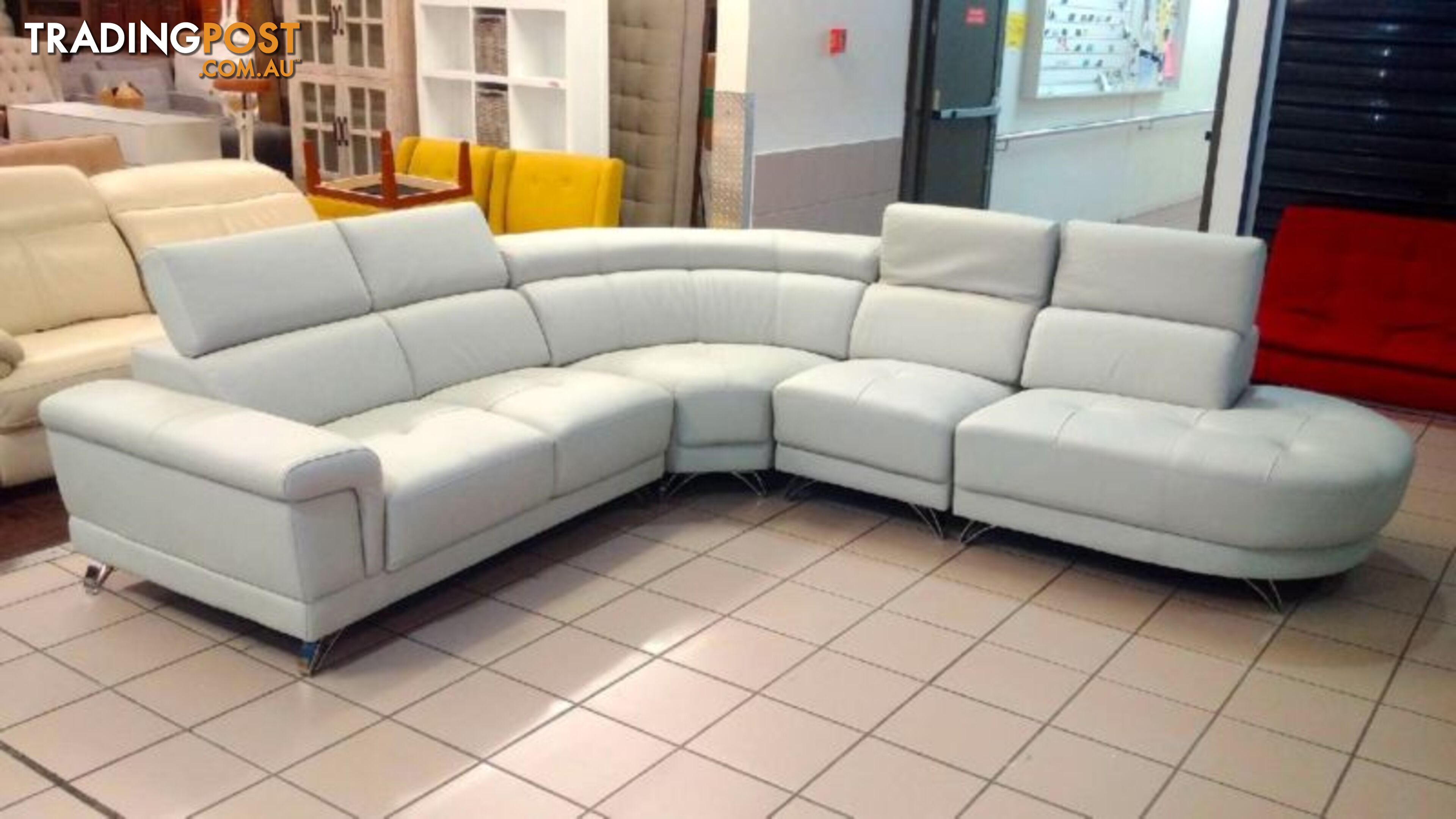 GENUINE LEATHER - PERLA MODULAR LOUNGE W/ADJUSTABLE HEADRESTS