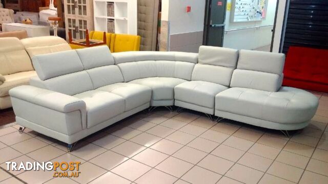 GENUINE LEATHER - PERLA MODULAR LOUNGE W/ADJUSTABLE HEADRESTS