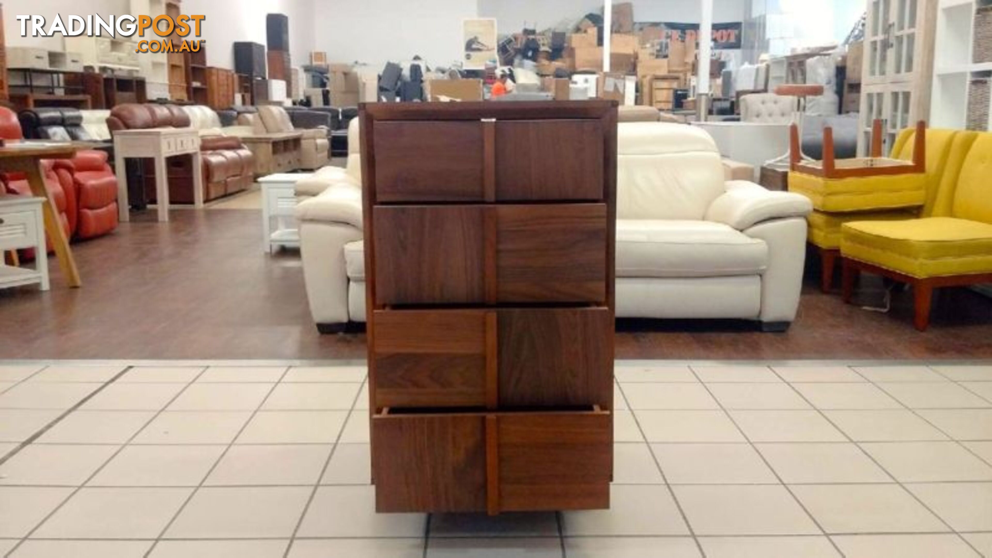 WALNUT 4 DRAWER TALLBOY