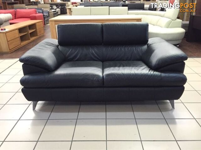 CLEARANCE 100% LEATHER - 2 SEATER W/ADJUSTABLE HEADRESTS (BLACK)