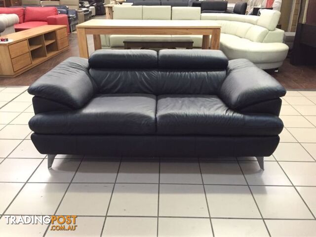 CLEARANCE 100% LEATHER - 2 SEATER W/ADJUSTABLE HEADRESTS (BLACK)