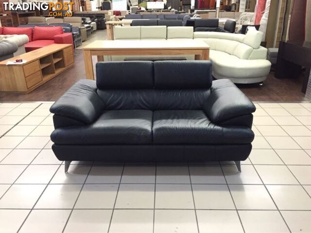 CLEARANCE 100% LEATHER - 2 SEATER W/ADJUSTABLE HEADRESTS (BLACK)