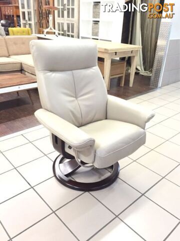 100% LEATHER SWIVEL RECLINER OCASSIONAL CHAIR